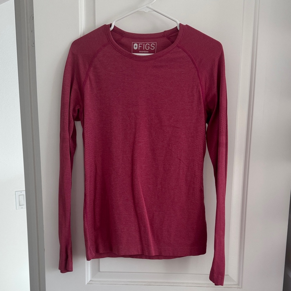 Figs Burgundy Long Sleeve Shirt